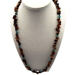 Vintage Tiger Eye & Genuine Turquoise Beaded Necklace